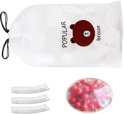Pack of 300 Elastic Food Storage Bags, Reusable Elastic Cover Covers, Sealing Bags, for Food for Bowls, Plates, Fruit Preservation (B)
