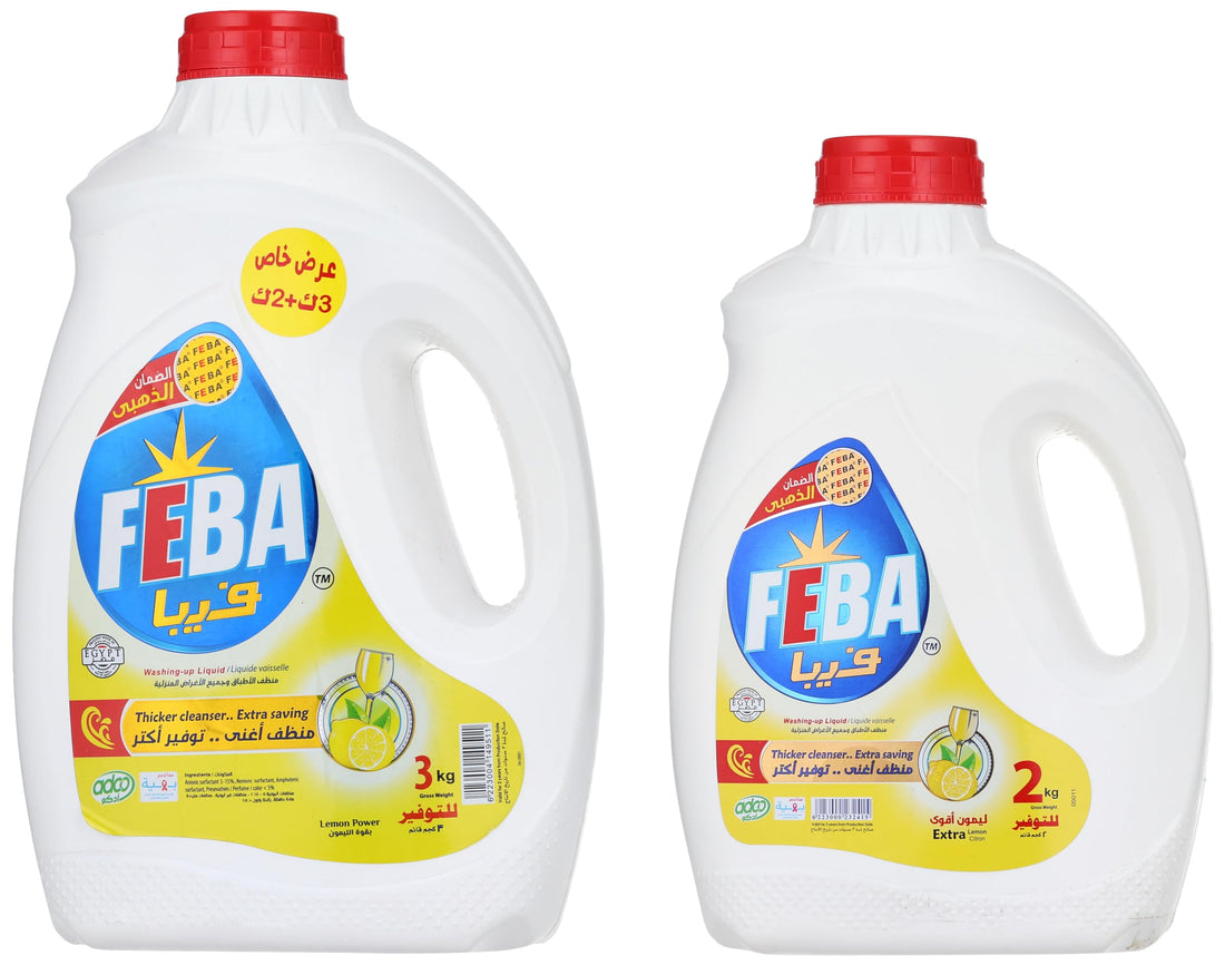 Feba dishes washing-up liquid, 3 kg with 2 kg (scent may vary)