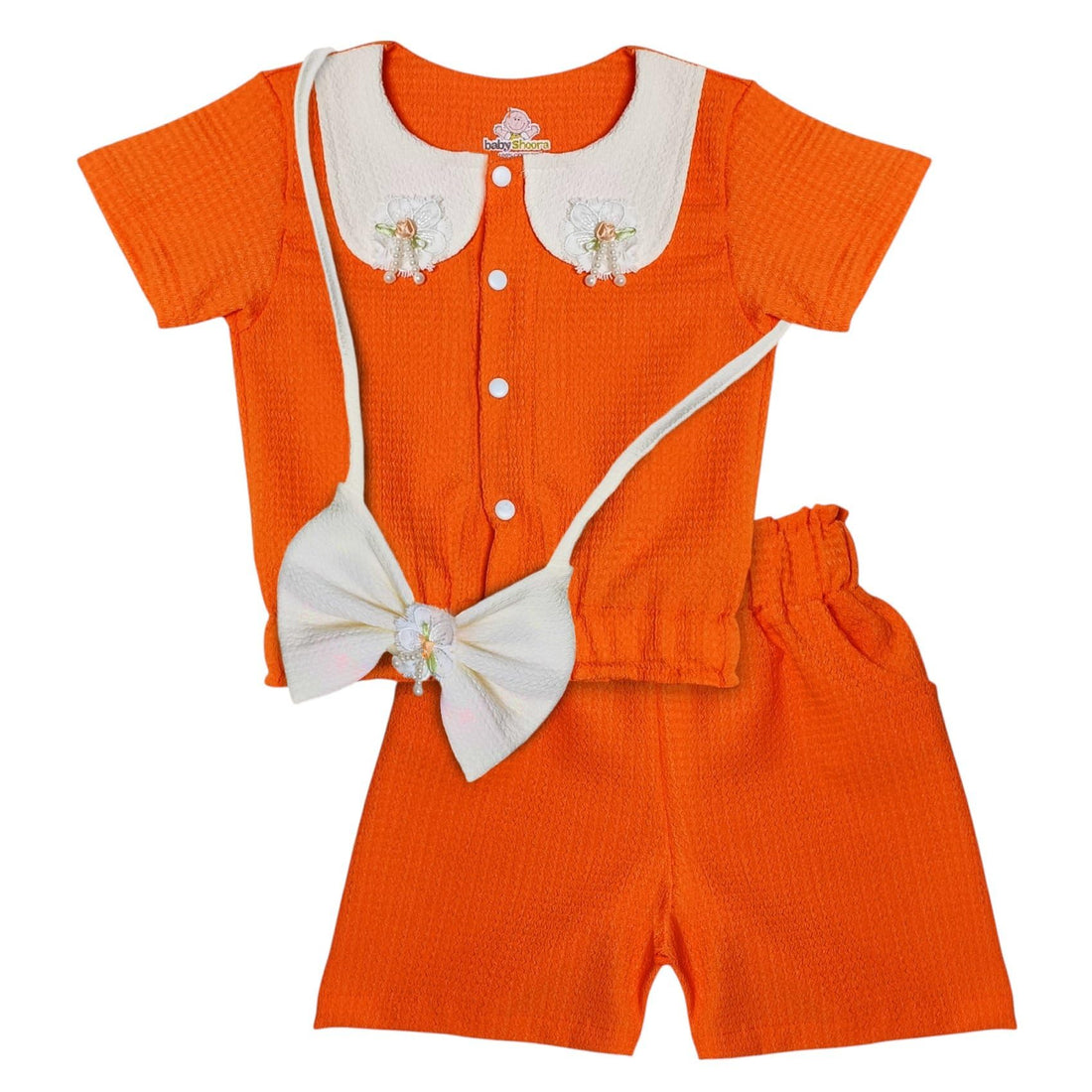 Baby Shoora Girls Cotton Set Of 2 Pieces Half Sleeves T-Shirt&Short Set Of 2 Pieces Half Sleeves T-Shirt&Short (pack of 1)