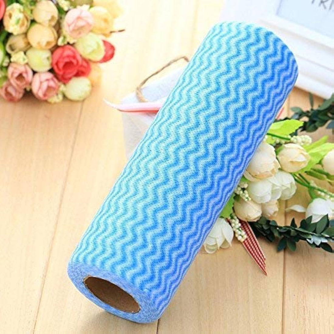 JUGTE Pack of 1 Nonwoven Kitchen Wipe 50pcs Towel Tissue Paper Roll Reusable Washable Multi-Purpose Dry Cleaning roll Wet and Dry Microfiber Cleaning Cloth
