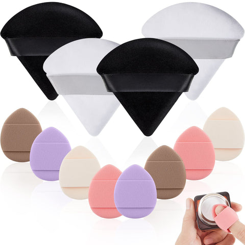 Cunhill Mini Powder Puff Face Triangle Makeup Puff Finger Soft Makeup Puff Setting Sponge Mineral Powder for Mineral Powder Loose Powder Body Powder Cosmetic Foundation(Black, White)