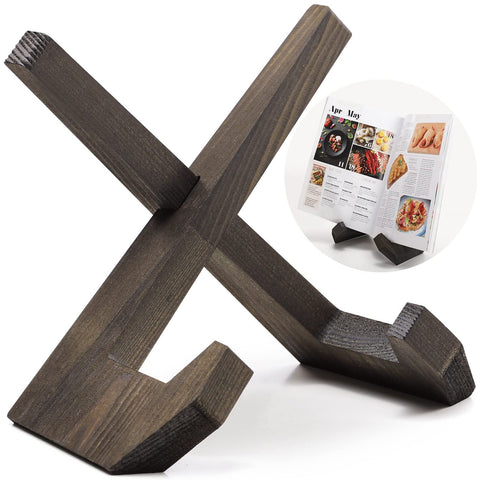 Faivykyd Solid Wood Cook Book Stand, SPACE - SAVING Cookbook Holder - Farmhouse Kitchen Decor for Tablet, Fancy Plate, Vinyl and Recipe Book - Fits Thick Cookbooks & Textbooks, Fathers Day Gifts Idea