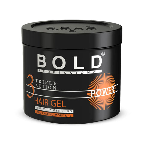 Bold Professional Triple Action Strong Hair Gel - Pro Vitamin B5 - Long-Lasting Shine - Power - 250 Ml