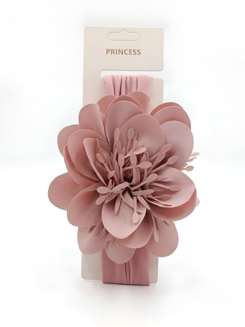 Infant Headband - Delicate soft fabric flower crown band for newborn baby girl toddler princess elegant hair decoration party outfit match (Pink)
