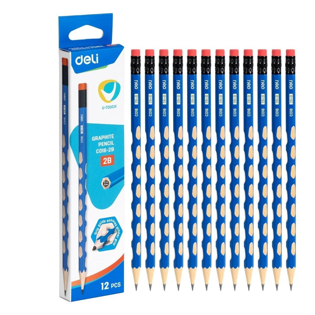 EC016-2B #Graphite Pencil #2B,12pcs #BLUE - Pack (12 PCS)