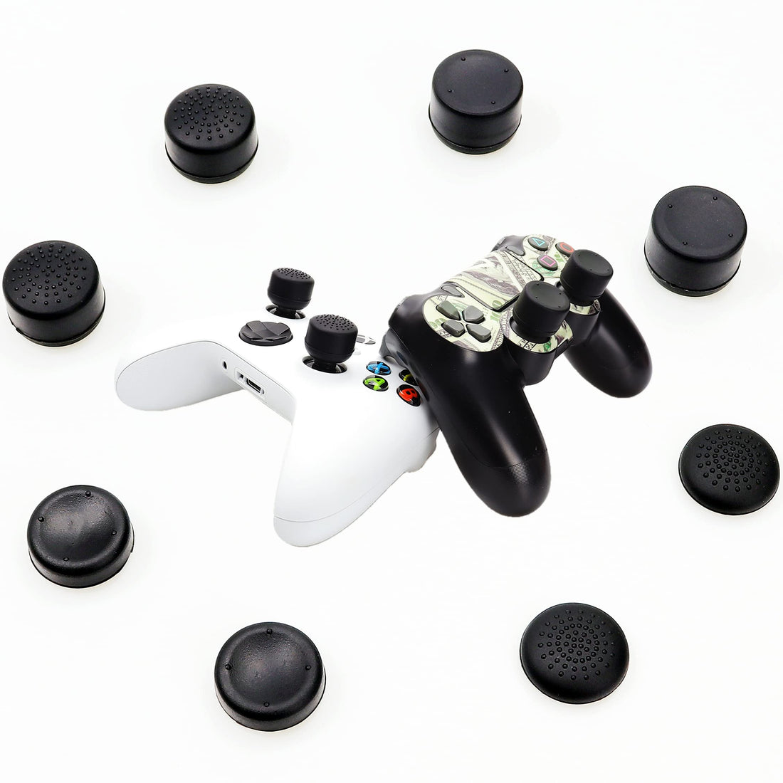 8pcs Joystick Grip for Ps5 Ps4 Controller, Silicone Thumb Grips Caps Cover Analog Stick for Playstation 5, Playstation 4 Controller, Xbox 360, Xbox One Controller (M 8pcs Black)