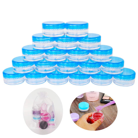 GreatforU 20 pieces 5 g containers, 20 pieces cream can, transparent containers, 5 ml empty bottle containers with screw cap for cosmetics, lip balm, cream ointments powder, rhinestones, beads, seeds
