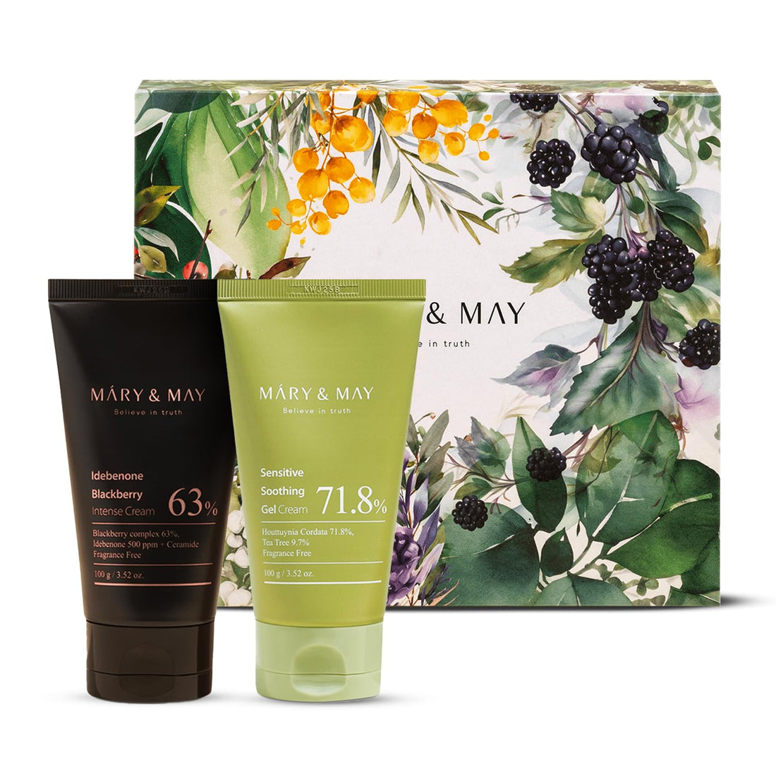 Mary & May Soothing Gel Cream+Idebenone Blackberry Cream Duo Set 100 g (Pack of 2)