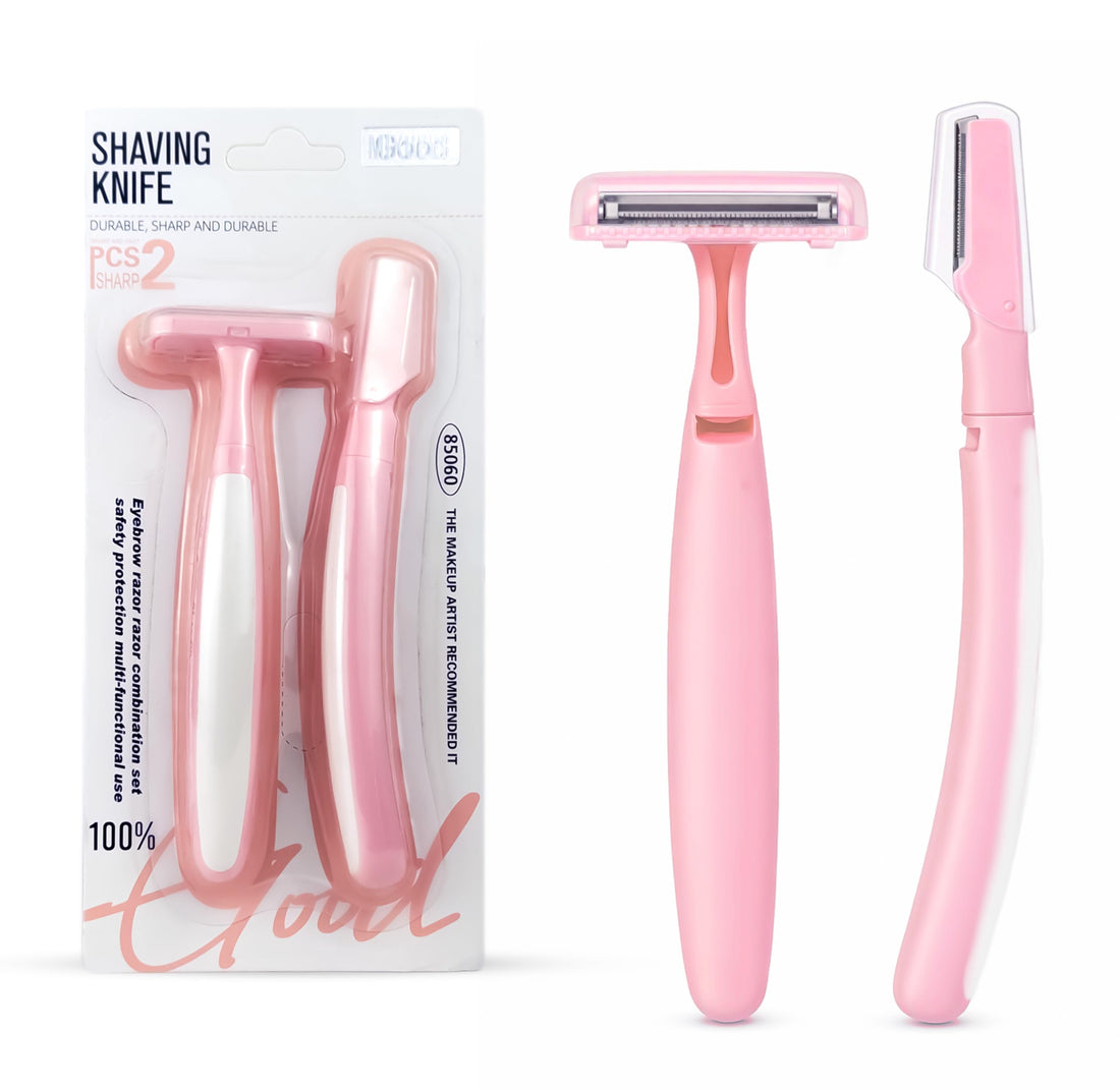 Mixueer - Razor, Set Of 2 Razor, Shaving Knife, For Eyebrow & Multi Functional, Smooth & Precise Shave Technology, Daily Grooming For Women, Pink