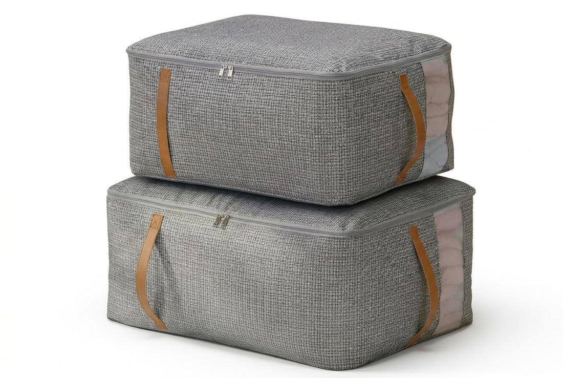 DOWNTOWN Large Storage Bag, 35L Clothes Organizer with Clear Window, Oxford Fabric, Double Handles, Zippered Blanket and Bedding Storage