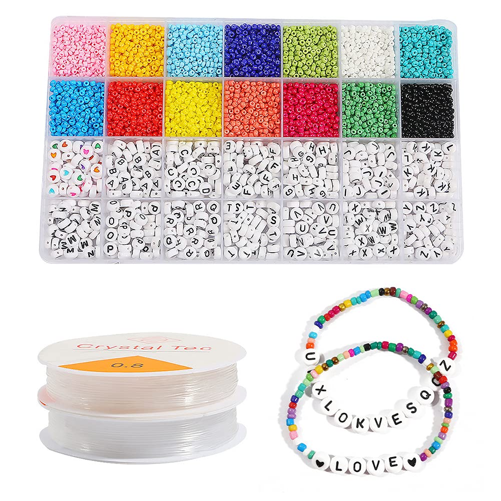Kids Bracelet Beads DIY Handmade 600/4800/5000pcs, Acrylic Letters, Colorful Beads, Woven Bracelet Necklace, Bracelet Making Kit (5000)