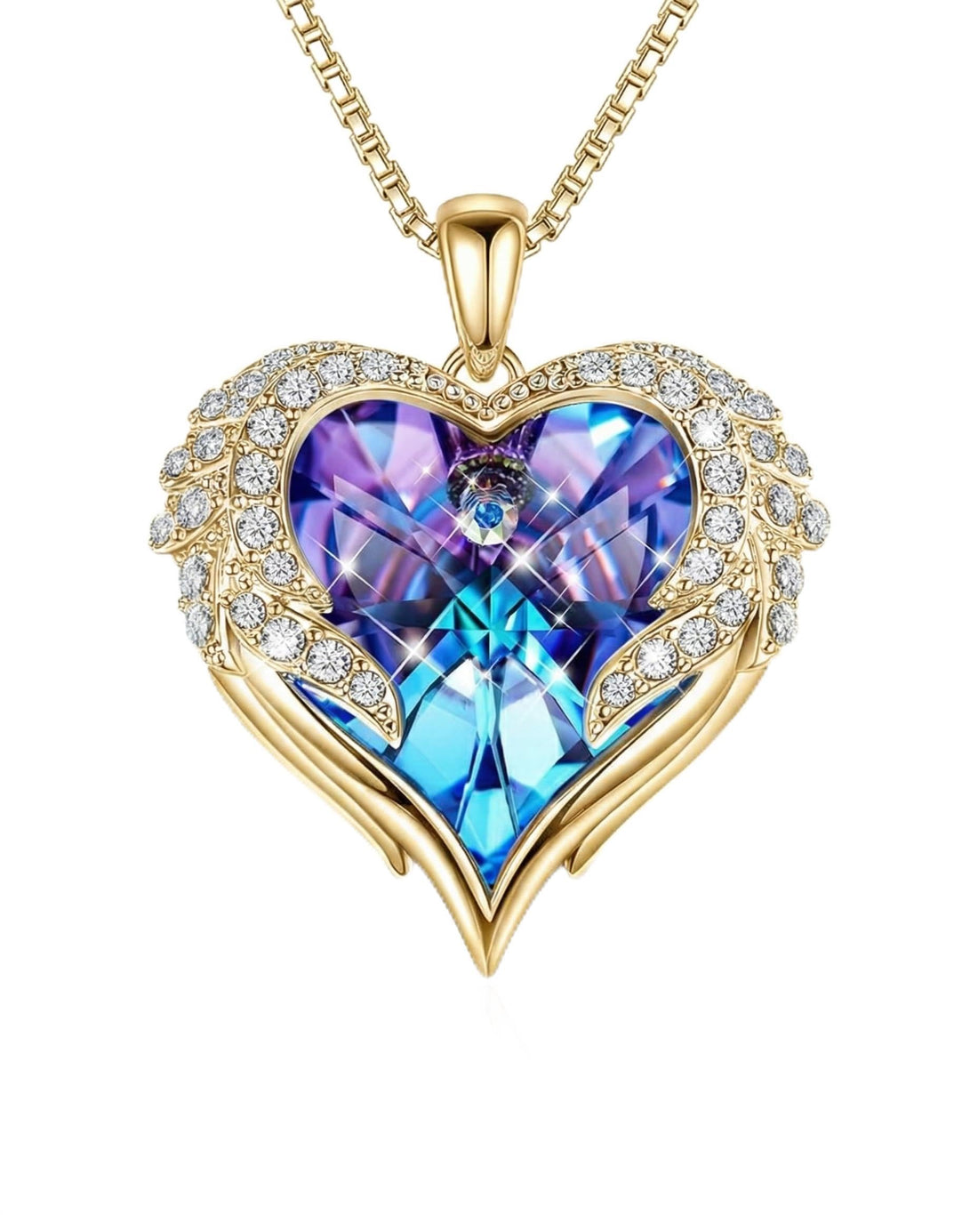 Delicate Fashion Creative Heart Of The Ocean Colorful Pendant Necklace Sweet Romantic Chain Collarbone Chain Lovers Gift