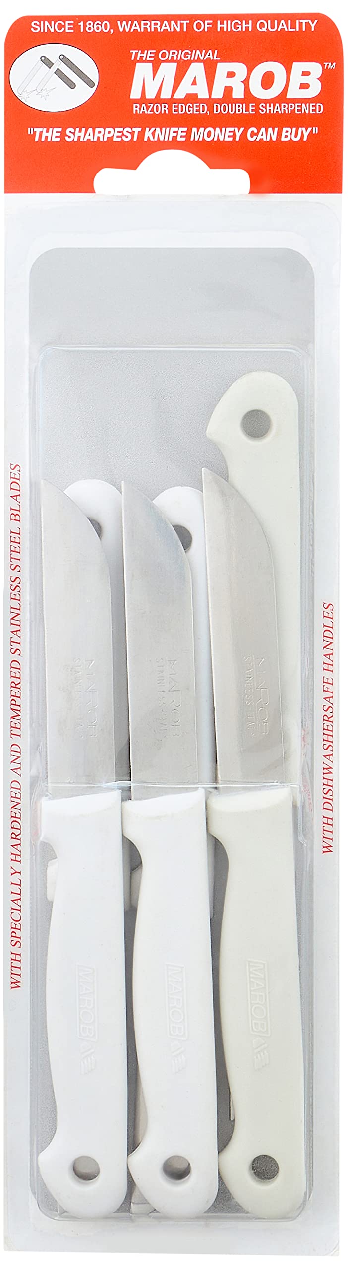 MAROB Stainless Steel Kitchen Knives Set 71T B06, Made in Italy White and Silver