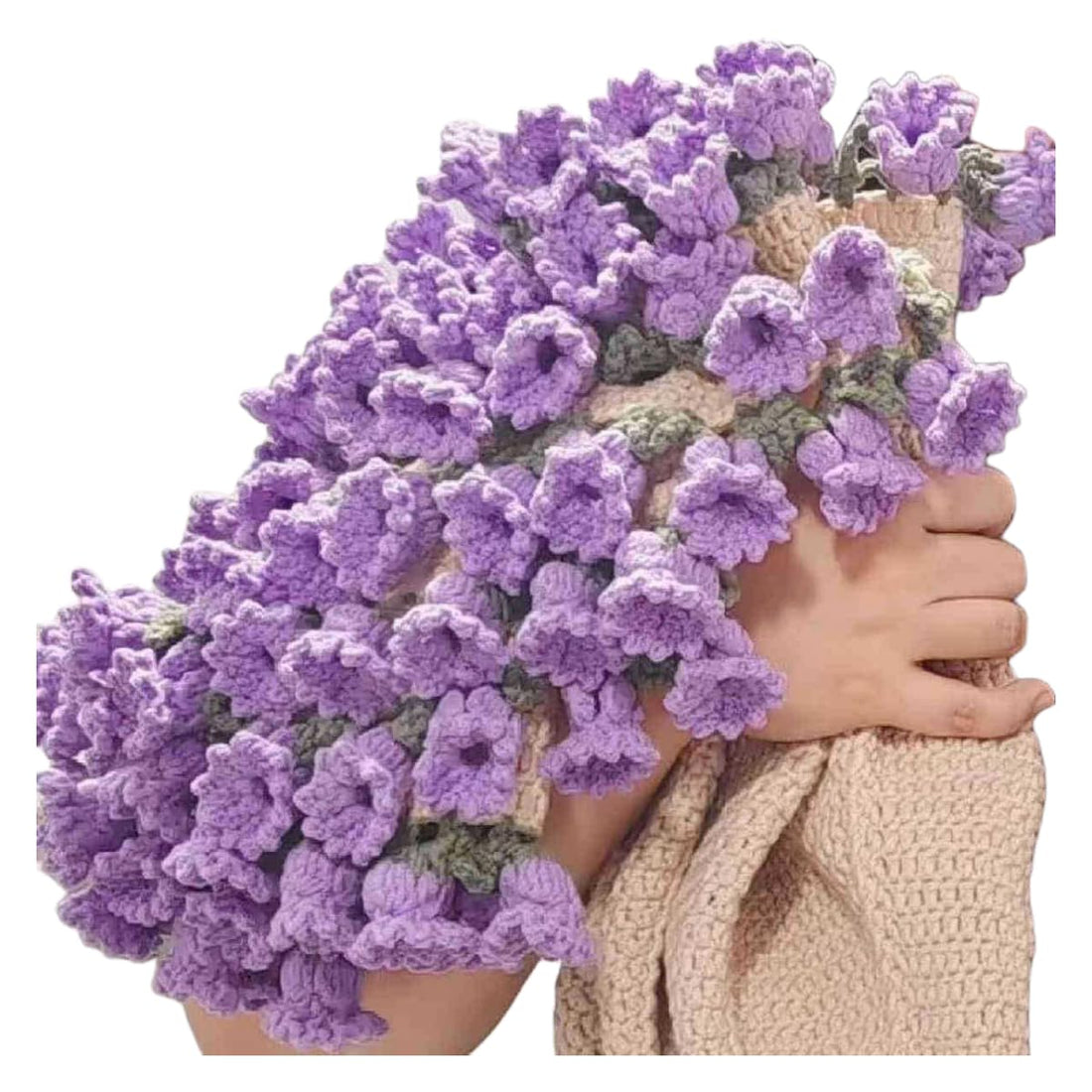 SHOWDAY Handmade Crochet Rose Bouquet Blanket - Floral Throw Blanket for Valentine’s Day, Wedding, Home Decor, Soft & Lightweight Knitted Gift (Purple, 80cm)