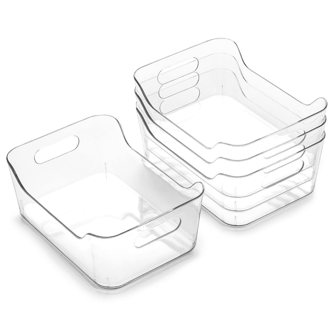 BINO | Plastic Organizer Bins, X-Small - 4 Pack | THE SOHO COLLECTION | Multi-Use Organizer Bins | Pantry & Freezer Bin | Plastic Storage Containers | Bin for Home & Kitchen Org