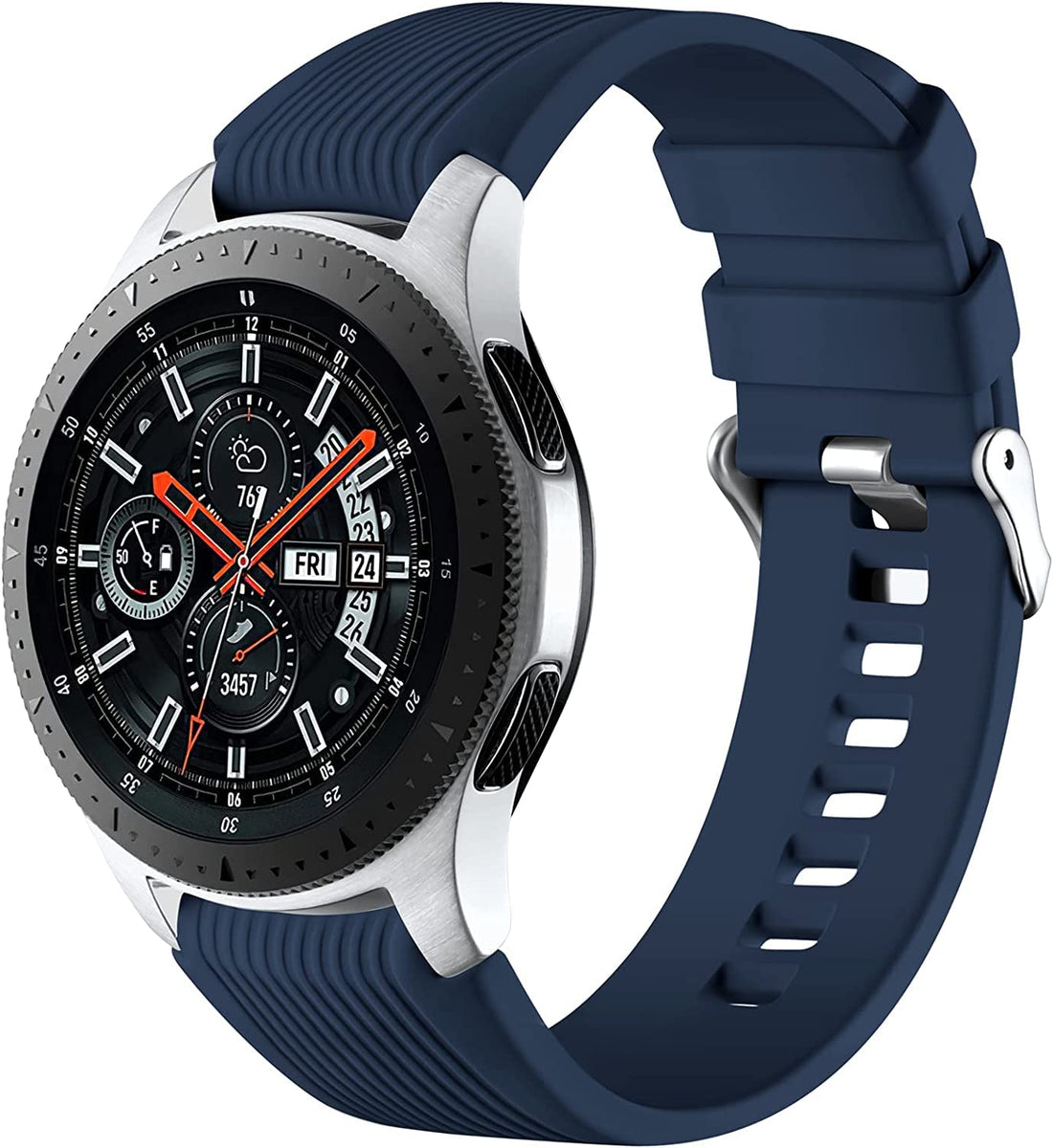 Silicone Watch Strap for Samsung Galaxy Watch/Gear S3/Watch With a Lug Width of 22mm, Soft Silicone Sport Wristband Replacement Straps, Vertical Grain Strap, for Men Women