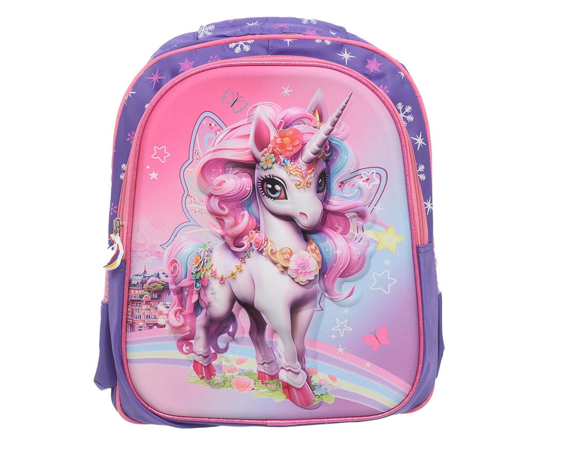ST-7 14INCH D1411 3D Durable School Backpack with 2 Zippers, Spacious & Lightweight Bag for Kids, Teens & Students, Comfortable Shoulder Straps