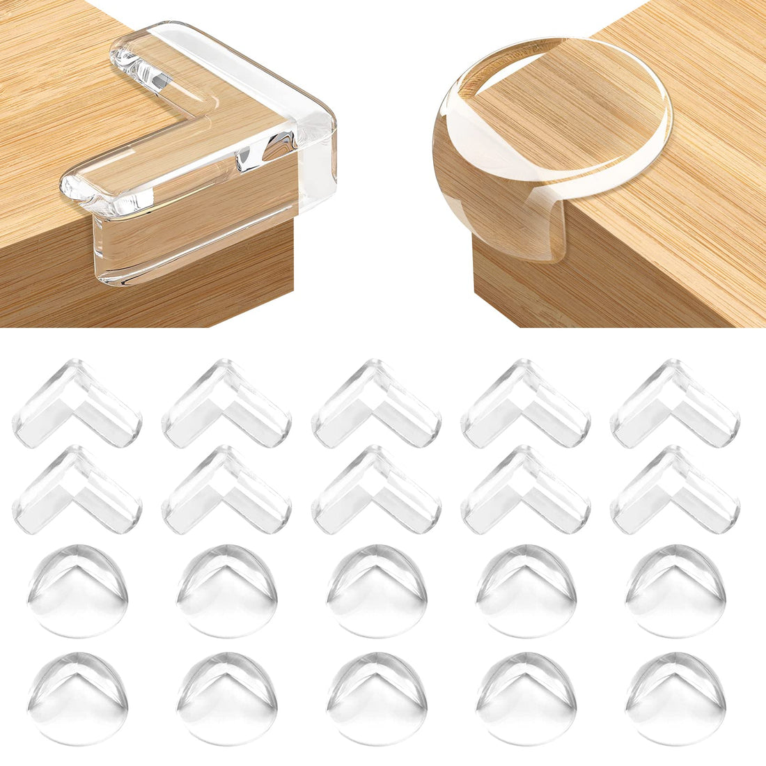 Romon Pack of 20 Baby Silicone Corner Protectors Baby Table Edge Protection Children Transparent Corner Protection Baby Corner Protection Table Without Gluing Edge Protection Furniture