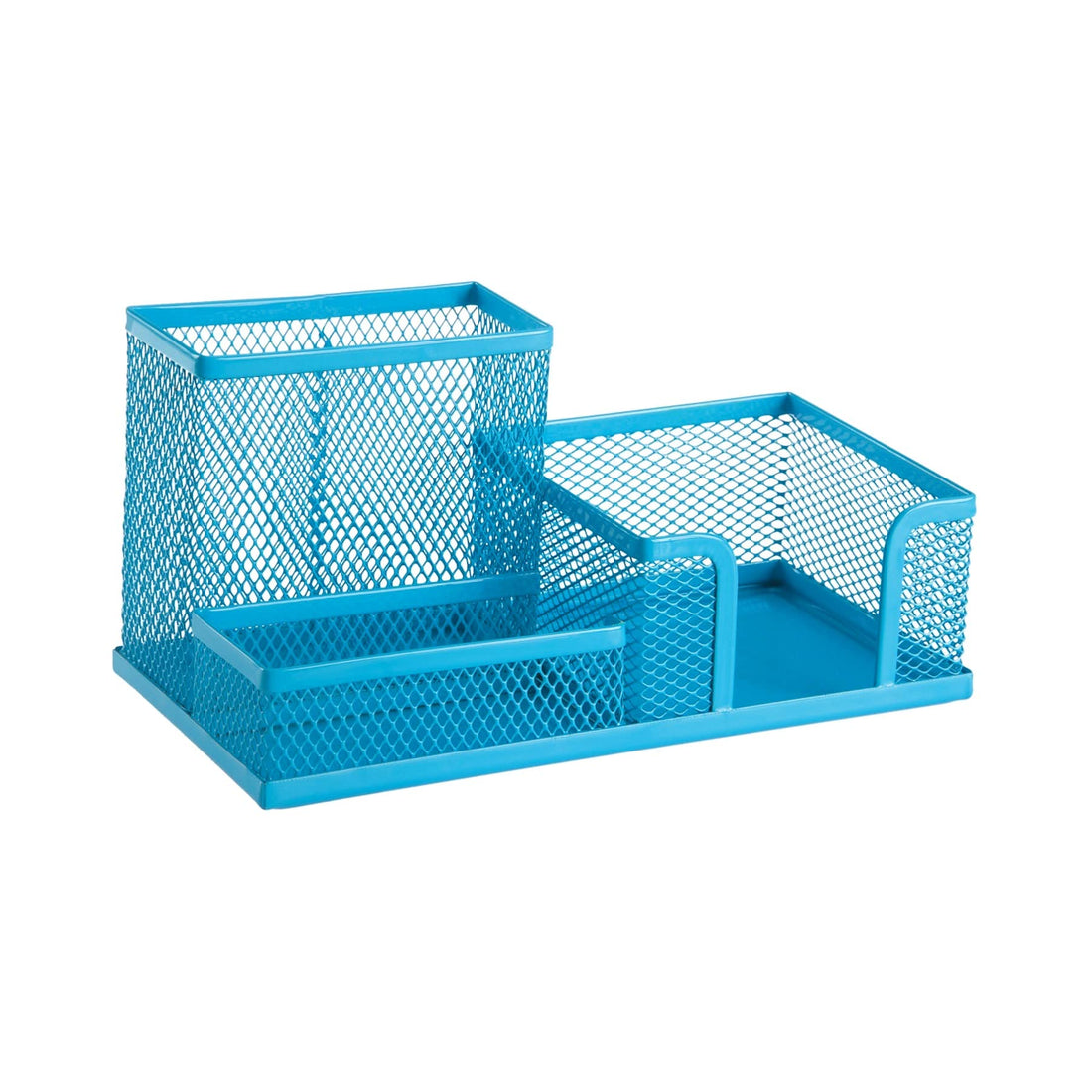 Leviatan Desk Organiser, Pen Holder, Pen Holder, Table Organiser Made of Metal, Office Shelf with Note Holder Mesh, 205 x 103 x 98 mm, Blue