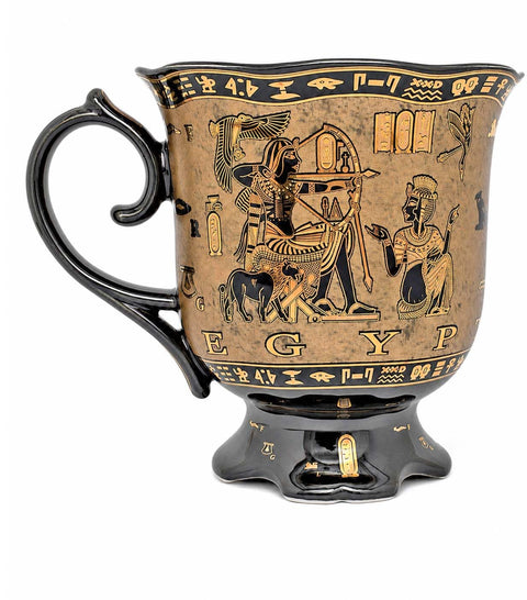 immatgar pharaonic Flower mug ancient Egyptian souvenirs gifts for women and men from Egypt - mother day gifts (chariot - Black Golden - 400 MM)