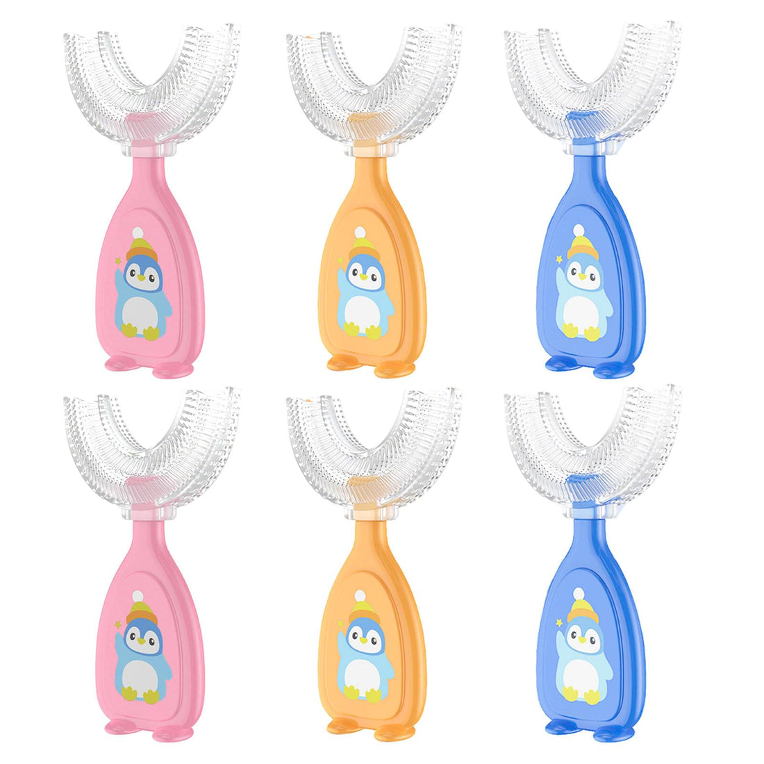 6 Pieces U-Shaped Toothbrush for Children, 360° Oral Care, Soft Silicone Bristles, Manual Toothbrush for Children Babies 2-6 Years (6PCS)