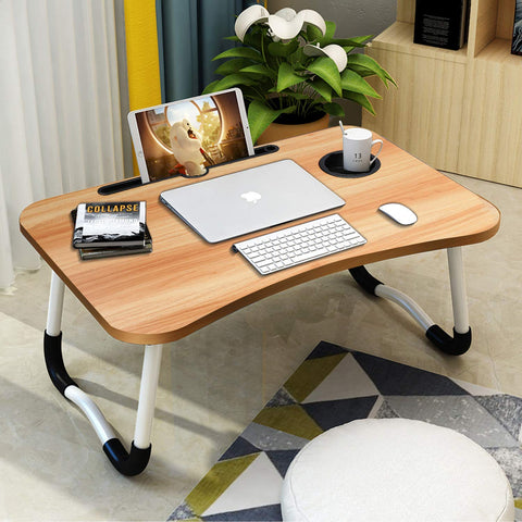 Villsure Portable Laptop Bed Desk Tray Table Notebook Stand Reading Holder with Foldable Legs & Cup Holder for Eating, Writing, Reading Book, Watching Movie