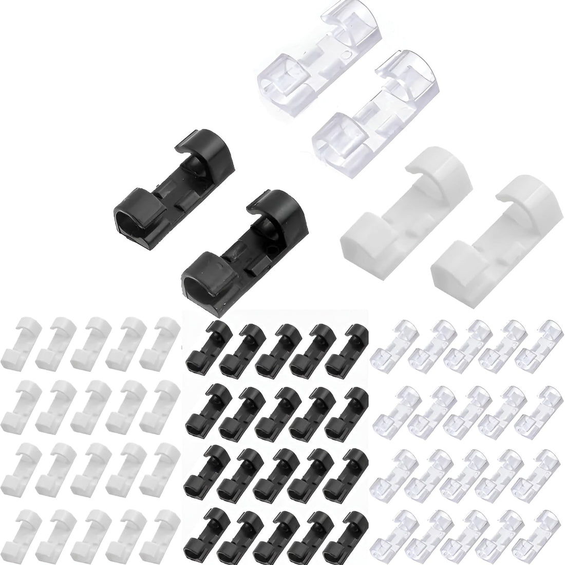 Cable Clips Wire Holder Self Adhesive Cable Clips Cord Holder Plastic Cord Organizer Clips for Computer Electrical Wire with Self-Adhesive Adhesive for Home Office (White, 20)