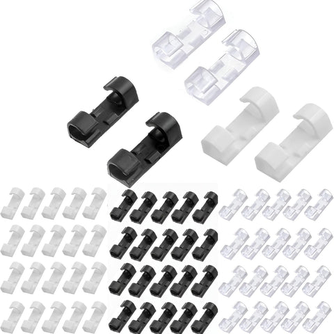 Cable Clips Wire Holder Self Adhesive Cable Clips Cord Holder Plastic Cord Organizer Clips for Computer Electrical Wire with Self-Adhesive Adhesive for Home Office (White, 20)