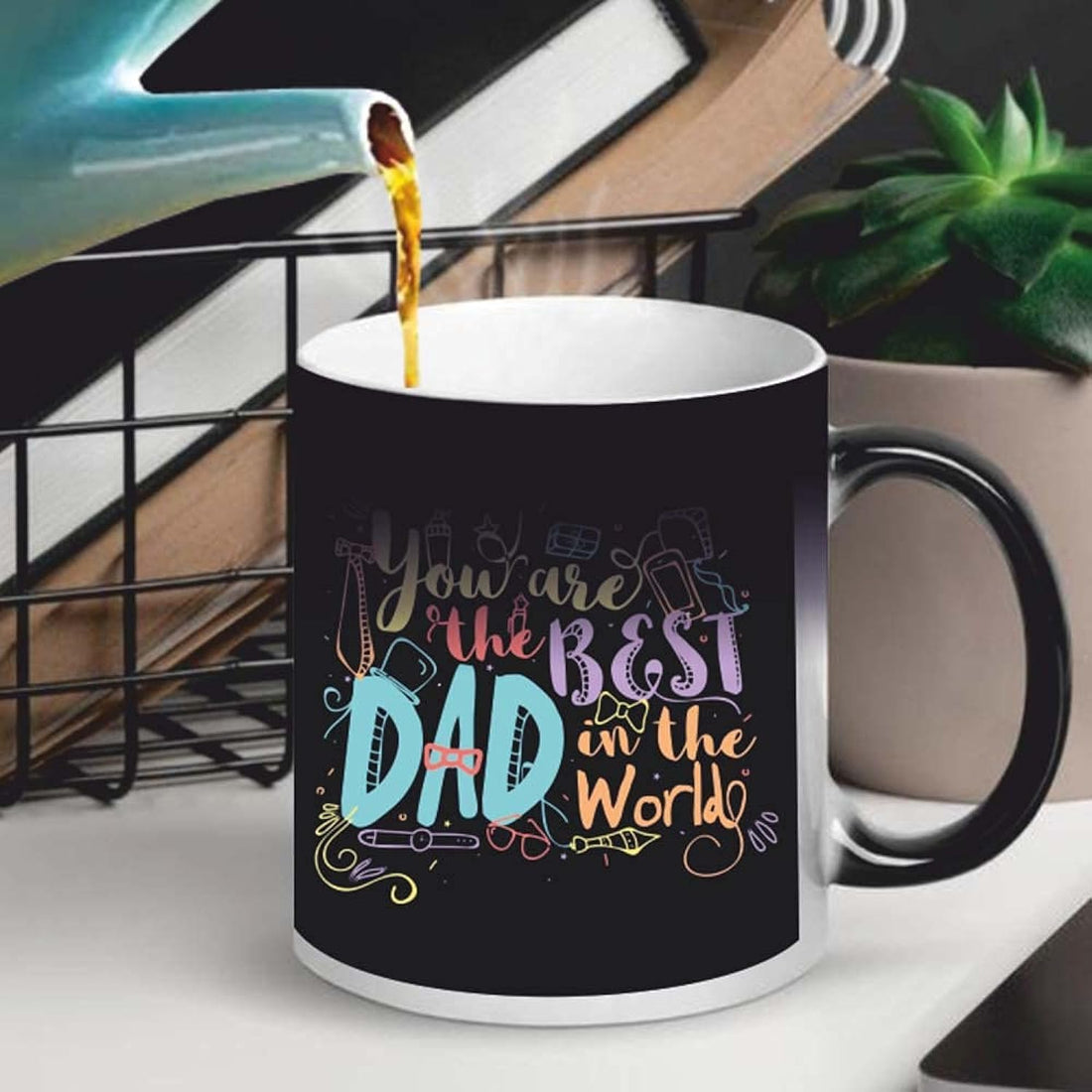 FUNKY STORE Gift for Dad| Father's Day Gift| Best Dad in The World Printed Ceramic Coffee Magic Mug| Magical Mug Gift for Dad
