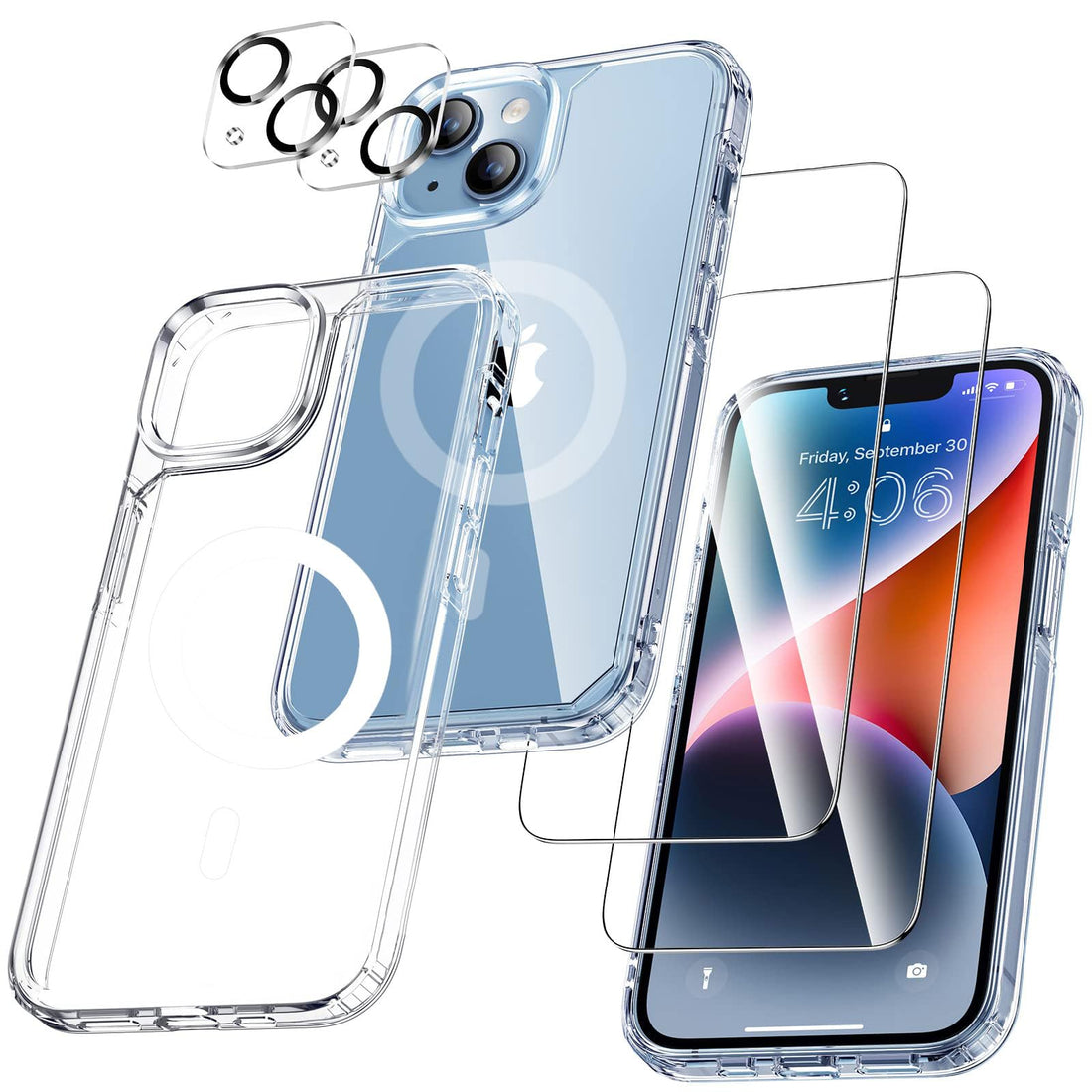 Electro Shell 5-in-1 compatible with iPhone 15 Pro Max, 1 x Magnetic case compatible with Magsafe, Anti Yellowing, 2 x Glass Screen Protector + 2 x Camera Lens Protector, Slim Thin Shockproof Case Co