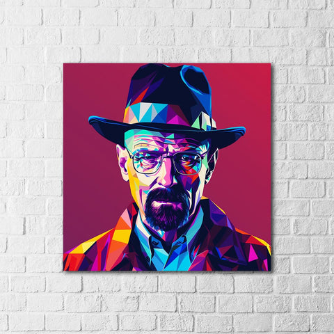 Vivid Geometric Heisenberg Poster - Iconic Pop Art Wall Decor for Fans of Breaking Bad - Perfect for Living Rooms, Man Caves, and Studios - Framed or Unframed Options (no frame, 20x20)