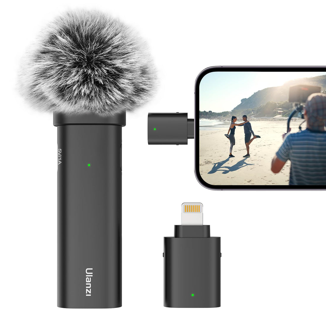 ULANZI Wireless Lavalier Microphone for Smartphones, Plug-Play Mic with Charging Cable(Lightning Port) for Phone Video Recording Interview Youtubers Vloggers, 32.8ft Transmission Range