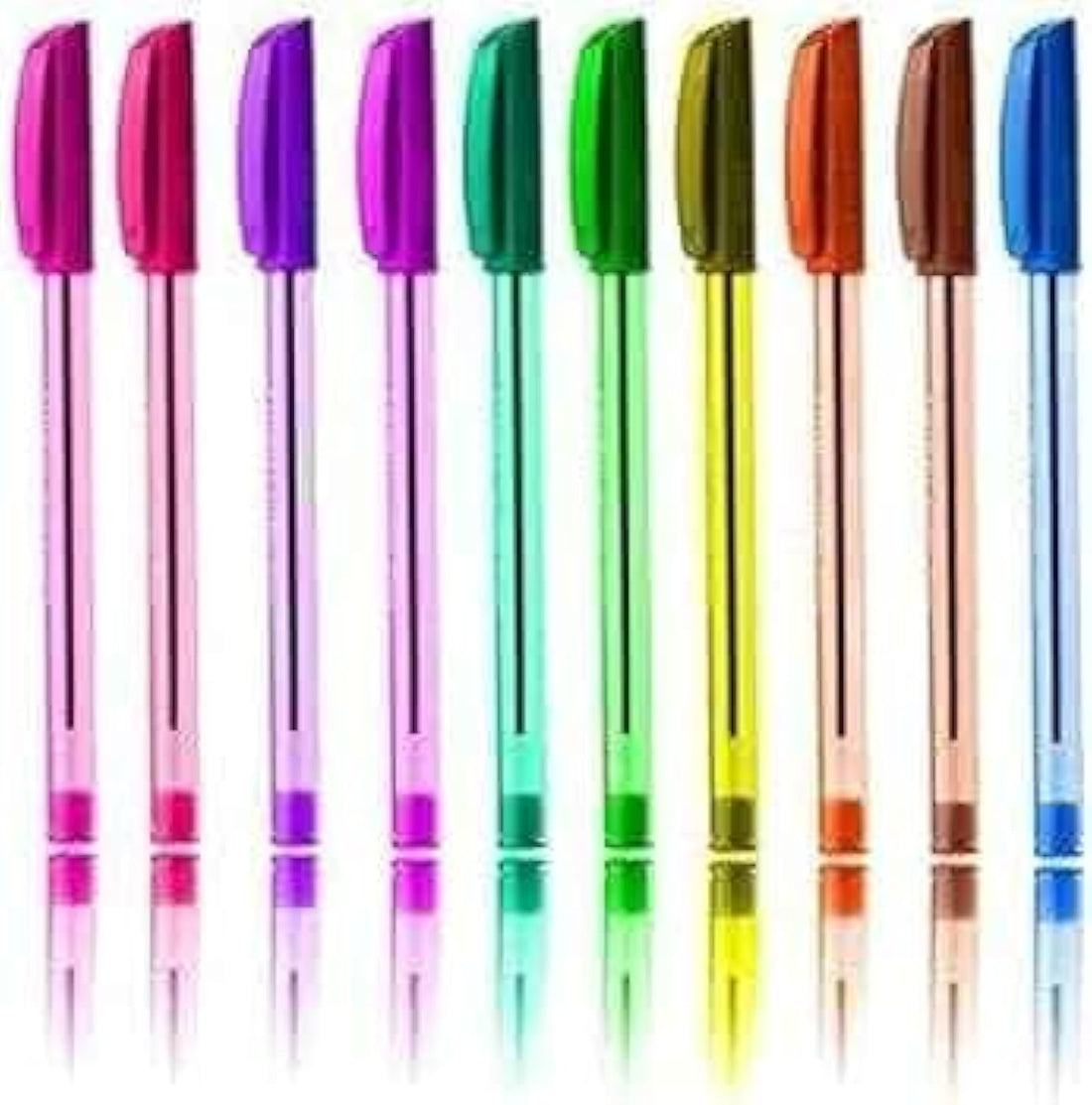 Prima Flash Ballpoint Pen Set Of 10 Pcs. - Multi Color 1.0 ml Clear Line