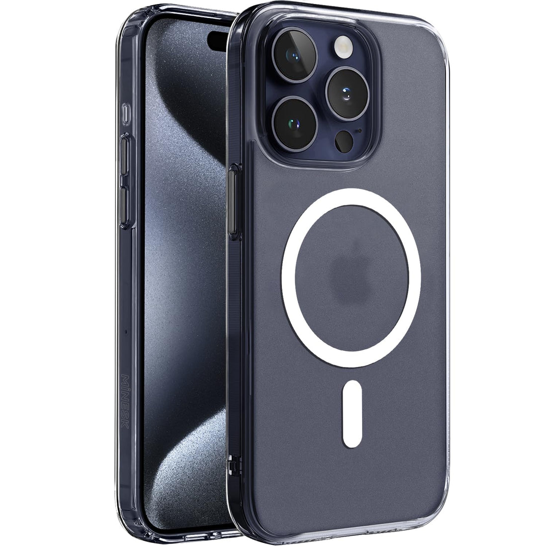Minesk Compatible with MagSafe for iPhone 15 Pro SuperMatt Series Anti-Fingerprint Hard Matte Polycarbonate Sides Tpu Silicone Metal Buttons Premium Clear Case Cover (Magnetic, 15 Pro)