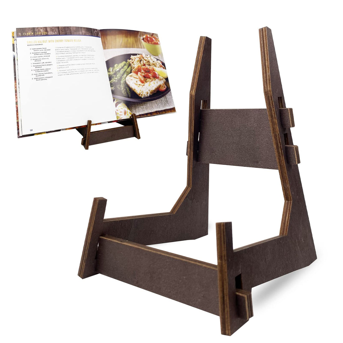 Cookbook Stand, Wooden Cookbook Holder, Farmhouse Cook Book Stand, Recipe Holder for Kitchen Hands-Free Cooking, Cookbook Stand for Kitchen Counter