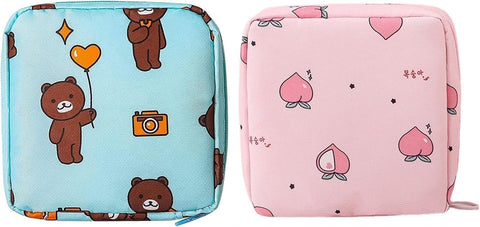 Sanitary Napkin Storage Bag, Zipper Menstrual Pad Bag Portable Sanitary Napkin Storage Tampons Holder for Purse First Period Kit for Teen Girls Store Sanitary Pads for Women