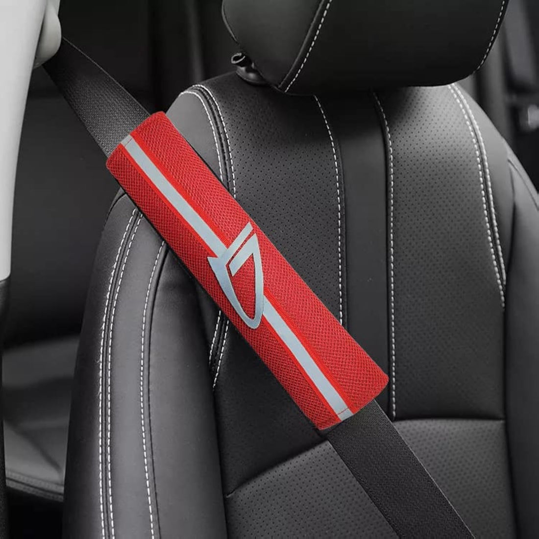 Kapper Trade 2 Piece Car Seat Belt Soft Touch All Cars Leather Cover Case Compatible with Dehatsuu - Red