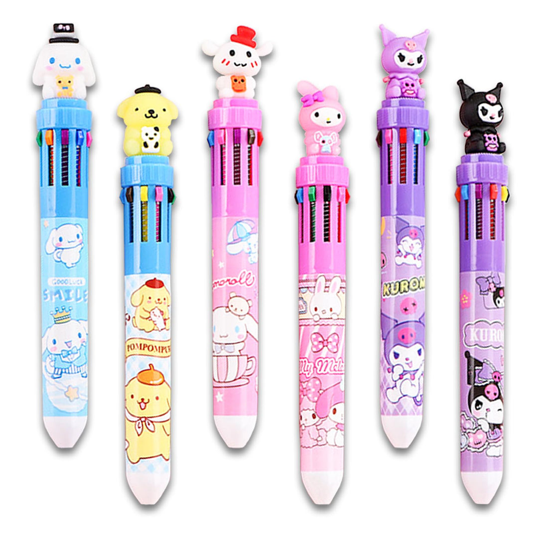 6Pcs of 0.5mm Multicolor Ballpoint Pens, Ten Colors in One Retractable Elf Pattern Ballpoint Pen, Suitable for Office Back to School Supplies Students and Children Gift…