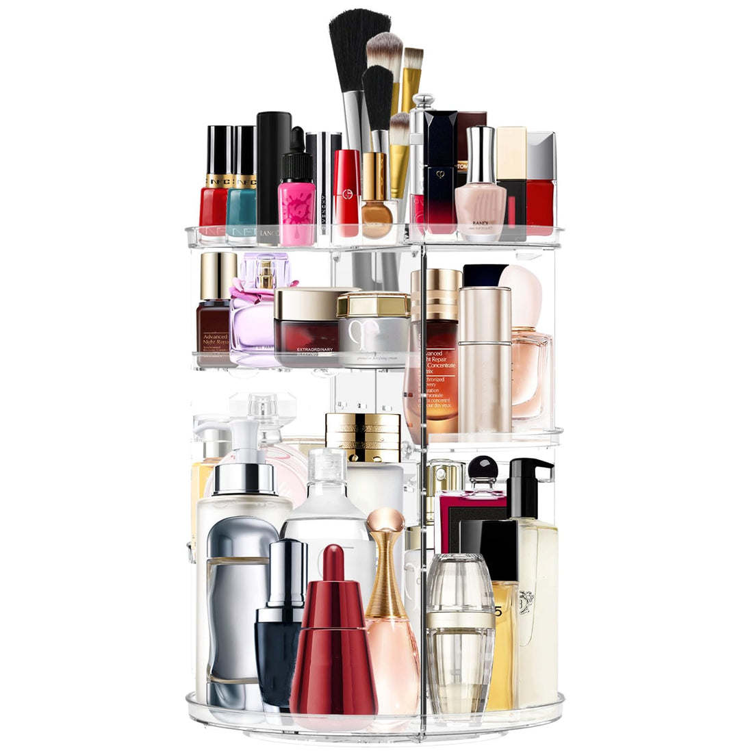 Makeup Organizer 360 Degree Rotating Large Capacity Cosmetic Storage Box 7 Layers Adjustable Shelf Height, Fits Makeup Brushes Lipsticks for Bedroom Bathroom Dresser or Vanity Countertop