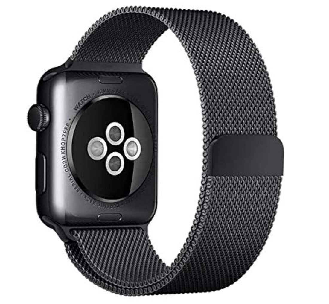 Other Compatible for Apple Watch Band 42mm/44mm, Stainless Steel Mesh Wristband Loop Magnet Band Compatible with Iwatch Series 5/4/3/2 /1(Black, 42mm/44mm) Black