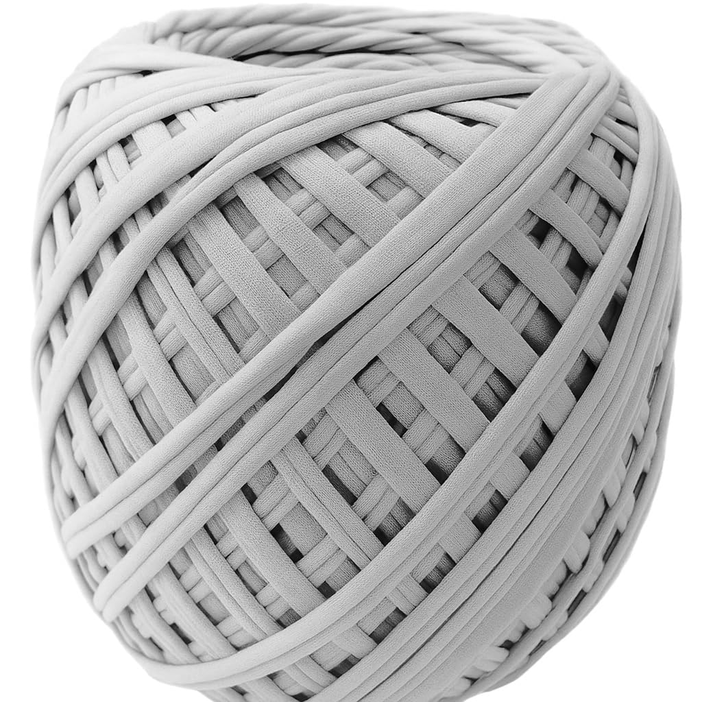 Chunky T-Shirt Yarn 1 Kilogram – Wide Crochet & Knitting Yarn for DIY Projects, Home Décor, Rug Making & Crafts – Soft, Durable & Recycled Kilim Fabric (Grey)