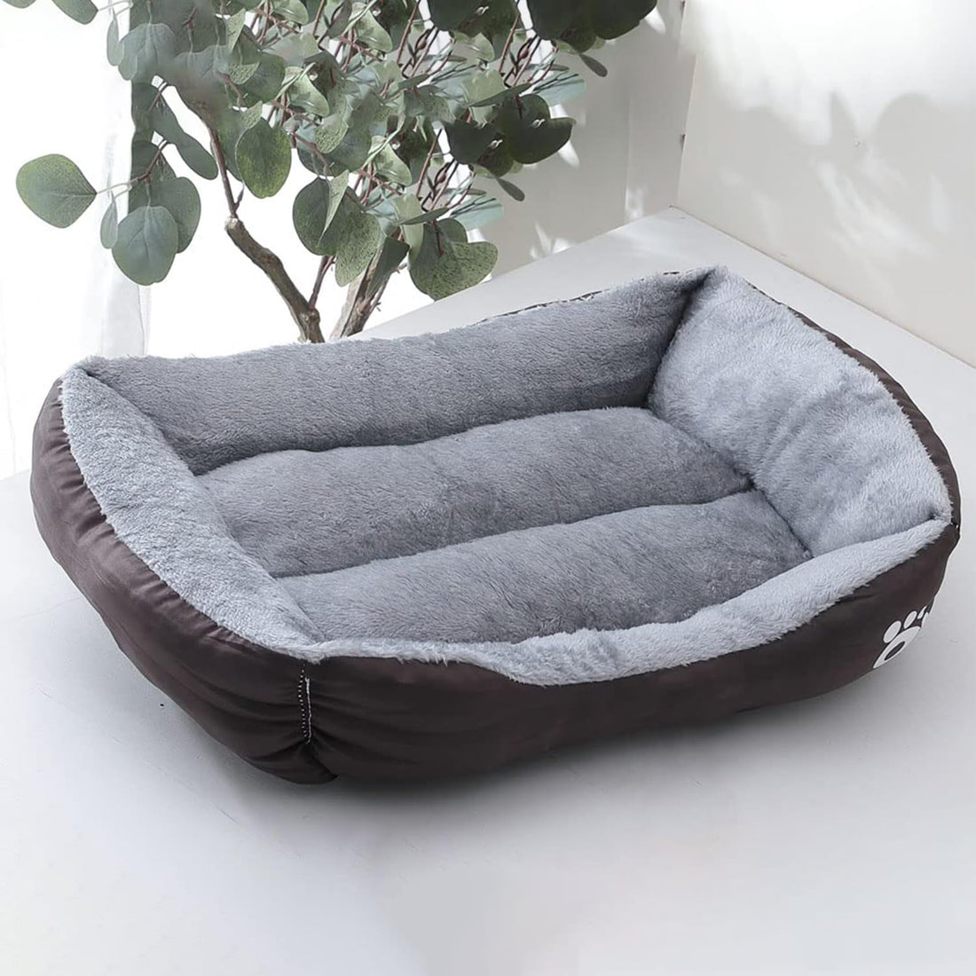 Dog & Cat Bed|Polyester Face with Cotton & Polyester Filling|Comfortable and Durable|Rectangle Pet Bed for Enhanced Stretching Space|Machine Wash|QY036BR-L|Brown