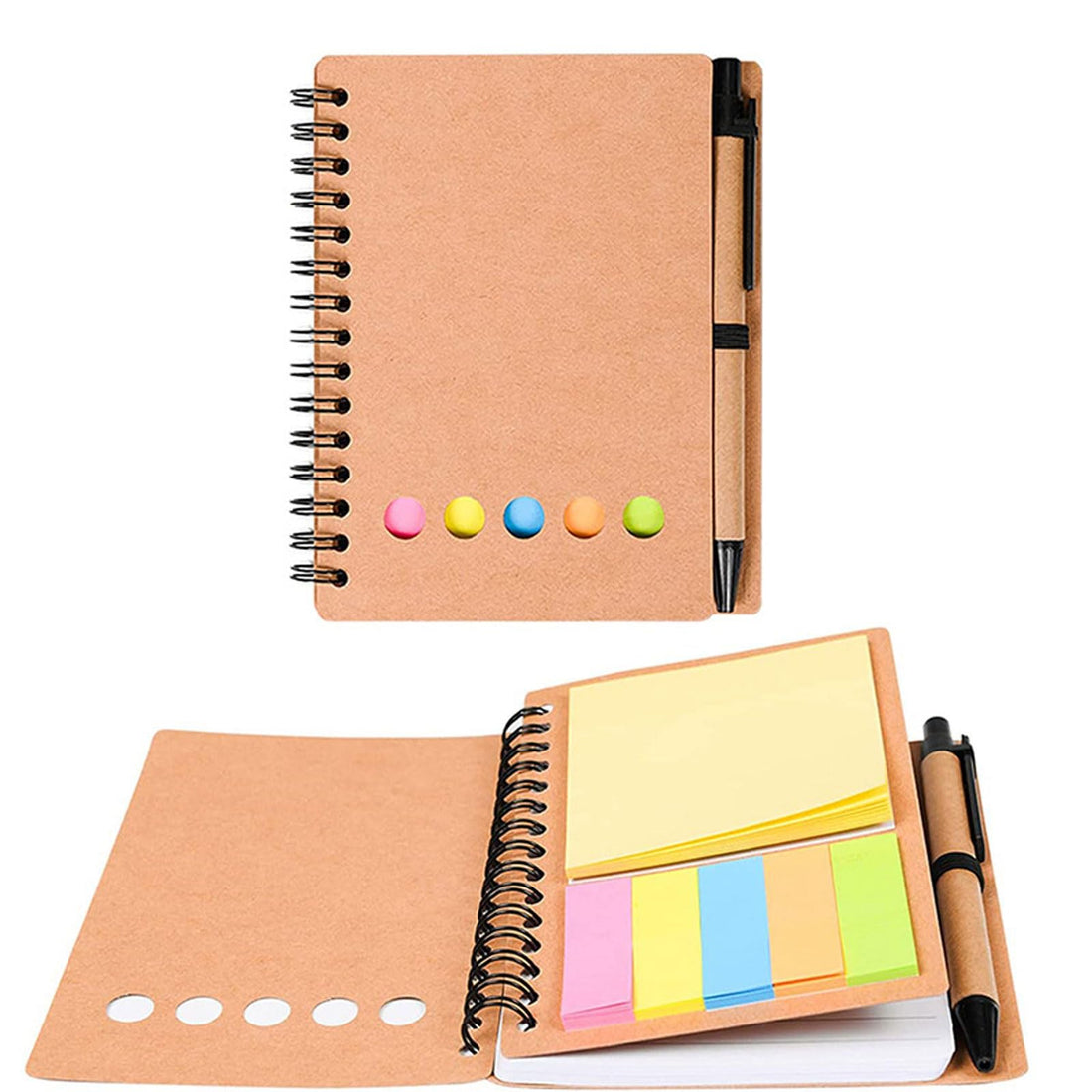 Luckwaii Kleine Geschenke für Kollegen Notizbuch mit Stift Lehrer Inspirierend Mitarbeiter Spirale Notizblock Kugelschreiber aus Holz Spirale Linierter Notizheft Kugelschreiber Abschiedscadeau