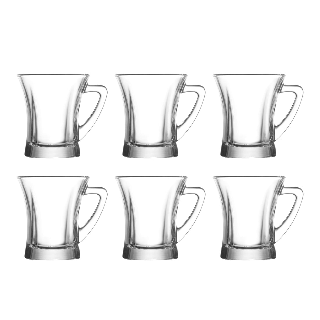 LAV TRUVA Glass Mug with hand / 220 cc – 7.50 Oz / 6 Pcs/Elegant design, Trusted Brand, Attractive shape of Tea, Herbal Drink