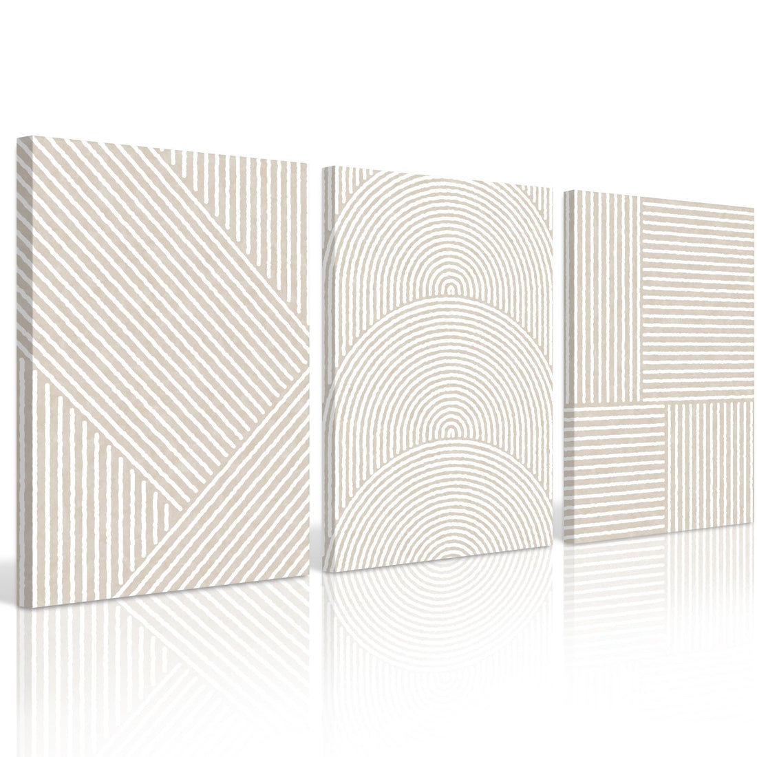 Beige Abstract Wall Art Pictures Boho Modern Canvas Wall Decor Neutral Line Wall Art Minimalist Art Abstract Beige Prints Painting Modern Artwork for Living Room Bedroom 12x16x3 Inch Ready to Hang