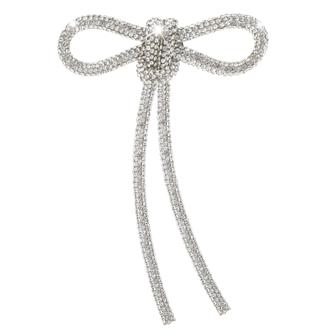 Rhinestone Bow Brooch, Large Bow Brooch with Long Tassel Lapel Elegant Crystal Corsage for Women Wedding Party Jewelry Dress Shirt Blouse Bridal Accessory