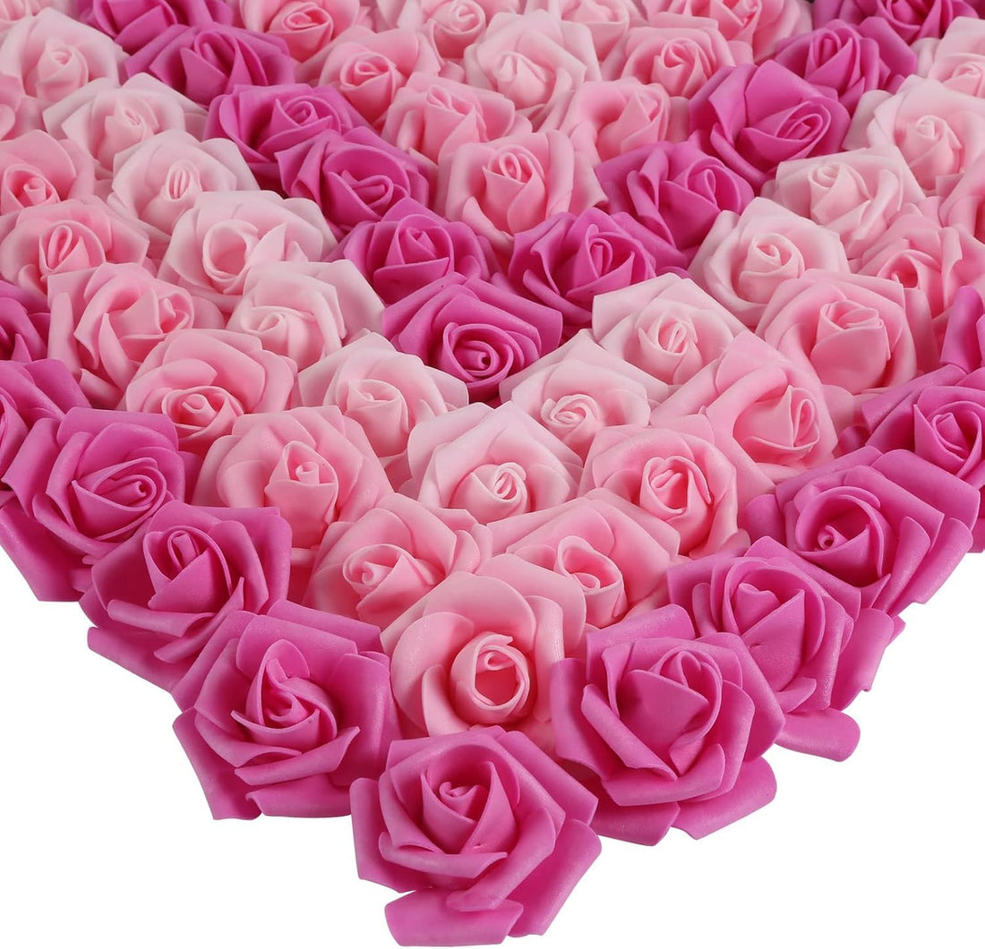 24 Pack Artificial Flowers Premium Quality Foam Fake Flowers Realistic Artificial Flowers for Wedding Engagement Birthday Table Decoration Home Decor â€“ Large (Gradient Pink)
