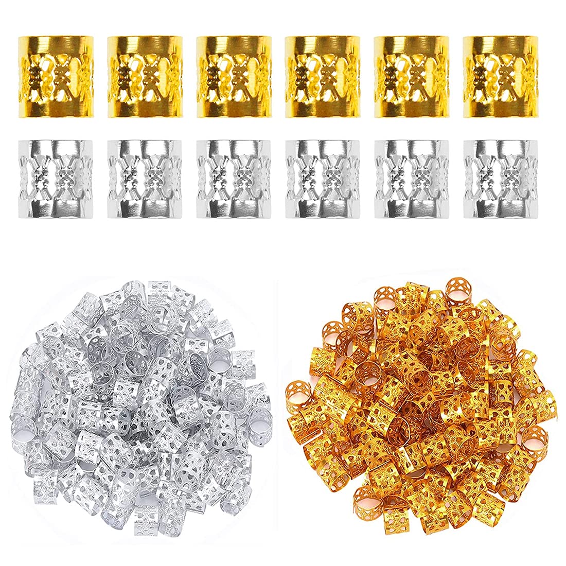 Pack of 80 Gold Hair Accessories for Women Braids Iron Dreadlock Beads Braid Accessories Metal Hair Cuffs for Braids for Girls