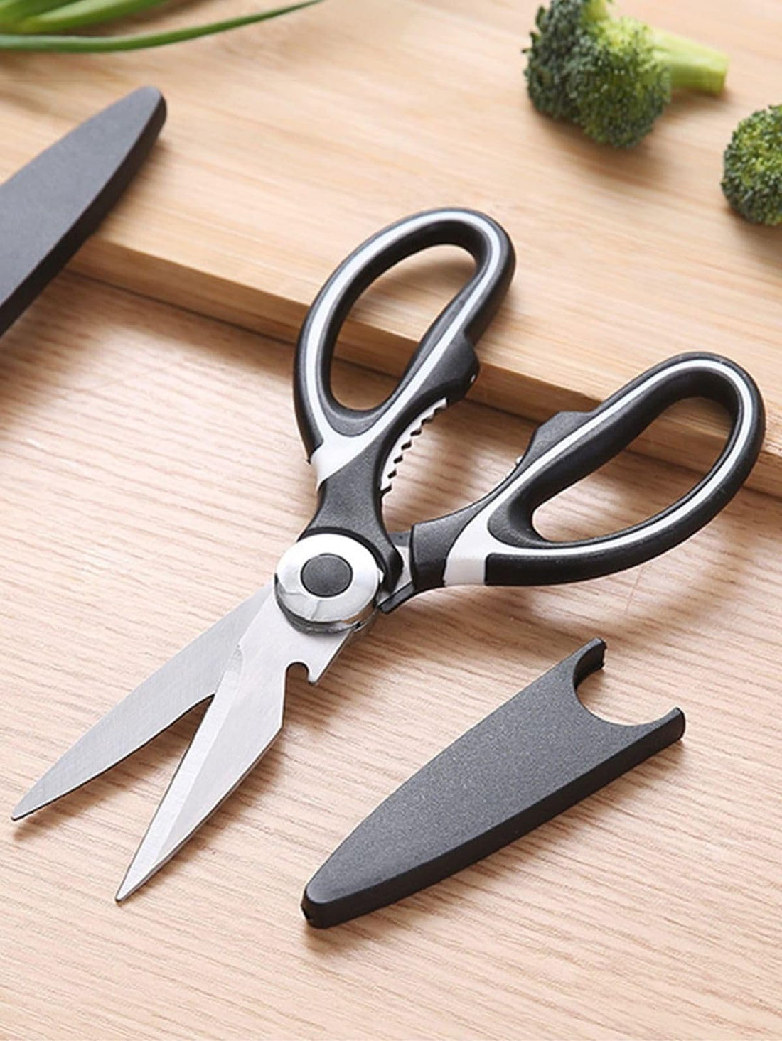 Professional Kitchen Scissors, Stainless Steel Blades, Ergonomic Handle, with Protective Cover, for Meat, Chicken, Fish, Vegetables, Dishwasher Safe