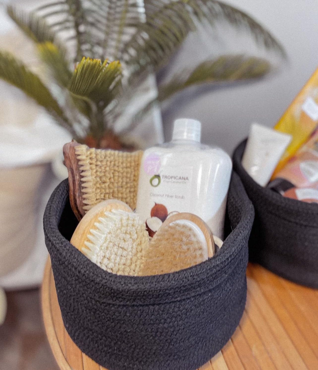 Woven It Cotton Woven Basket, Black, 20cm x 12cm can be used in Kitchen, toilet, living room, dining room, kids room, bed room, indoor & outdoor.